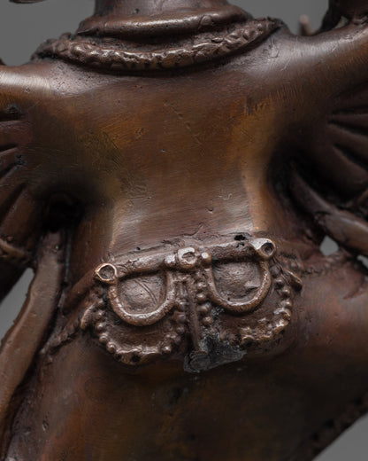 12 Armed Oxidized Ganesha Statue | Artistic Elephant God Idol for Home