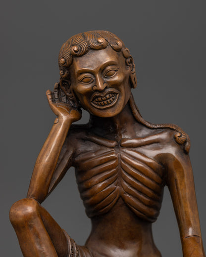 Oxidized Milarepa Statue regular close up Tibetan yogi cave meditation oxidized copper
