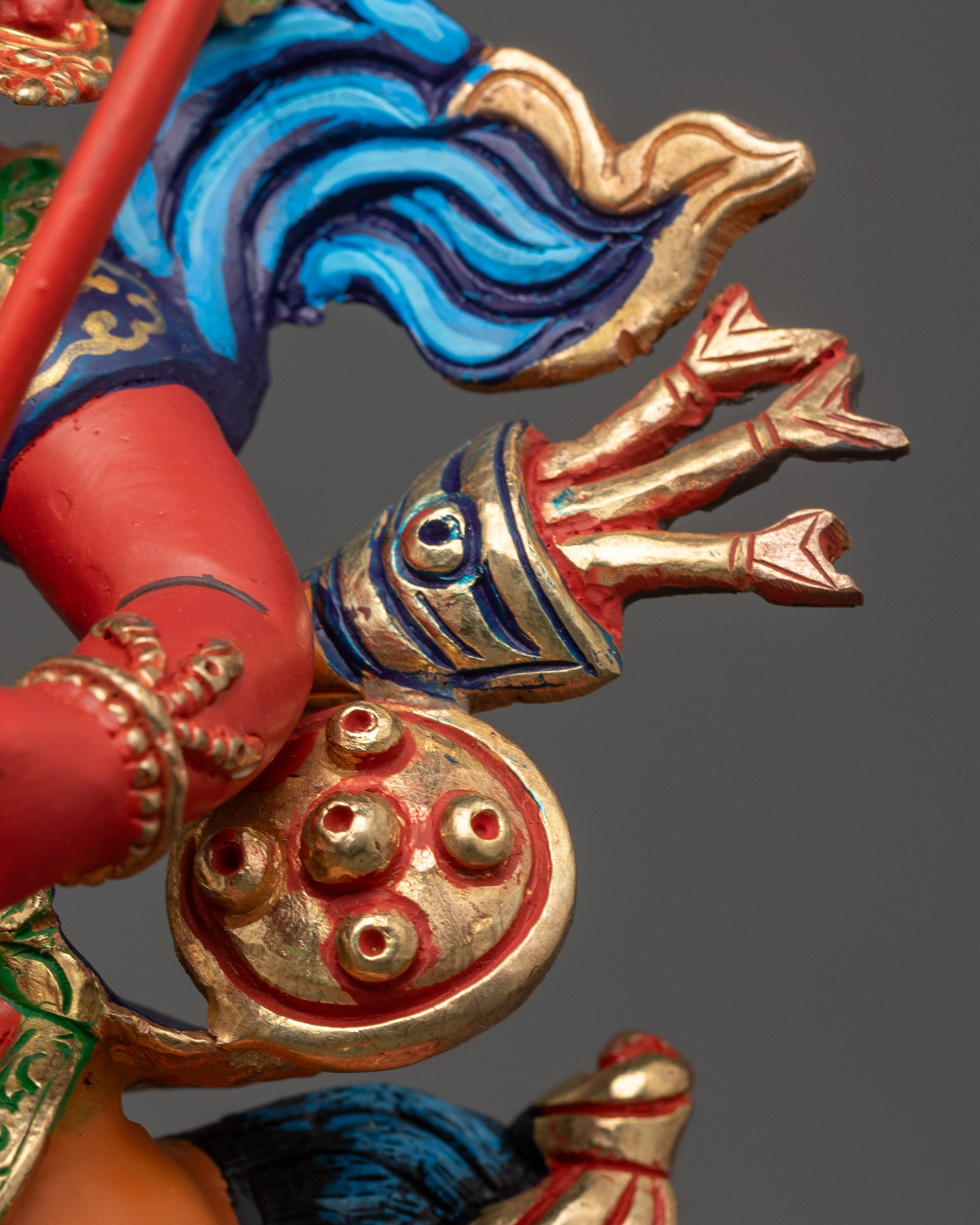 Colored Tsengo Rolpa Chudan Statue | Himalayan Protector Sculpture