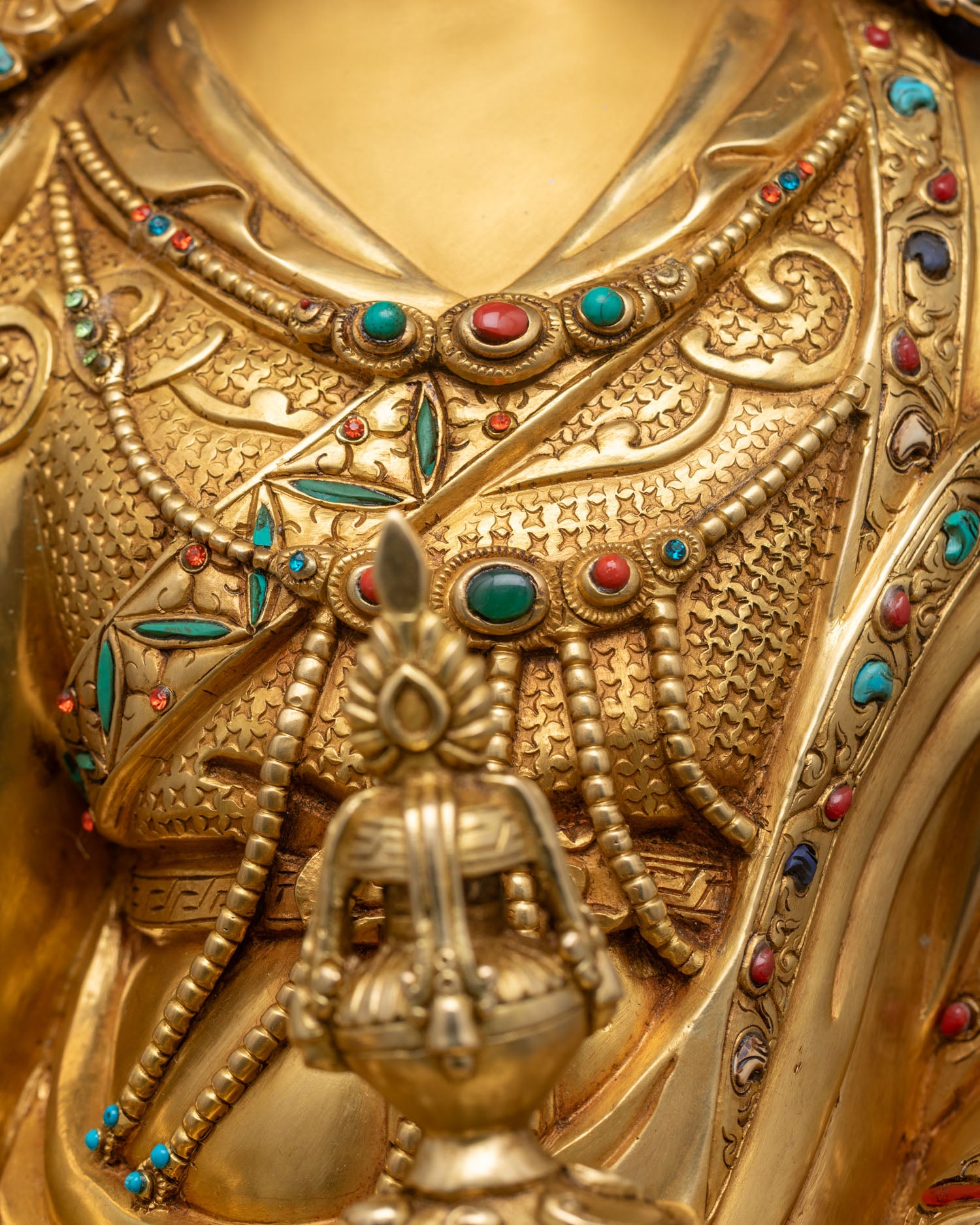 Big Guru Rinpoche Statue | 24K Gold Fire-Gilded Copper Figurine