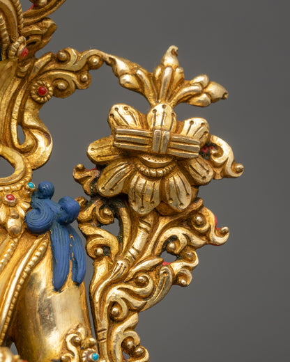 Manjushree Altar Sculpture | 24K Gold Fire-Gilded Nepalese Artwork
