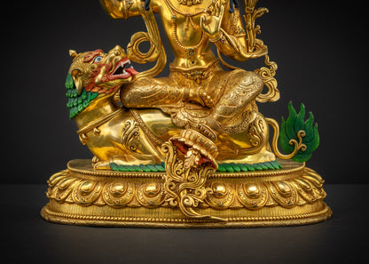 Handicrafted Simhada Manjushri Statue | Fearless Bodhisattva of Wisdom