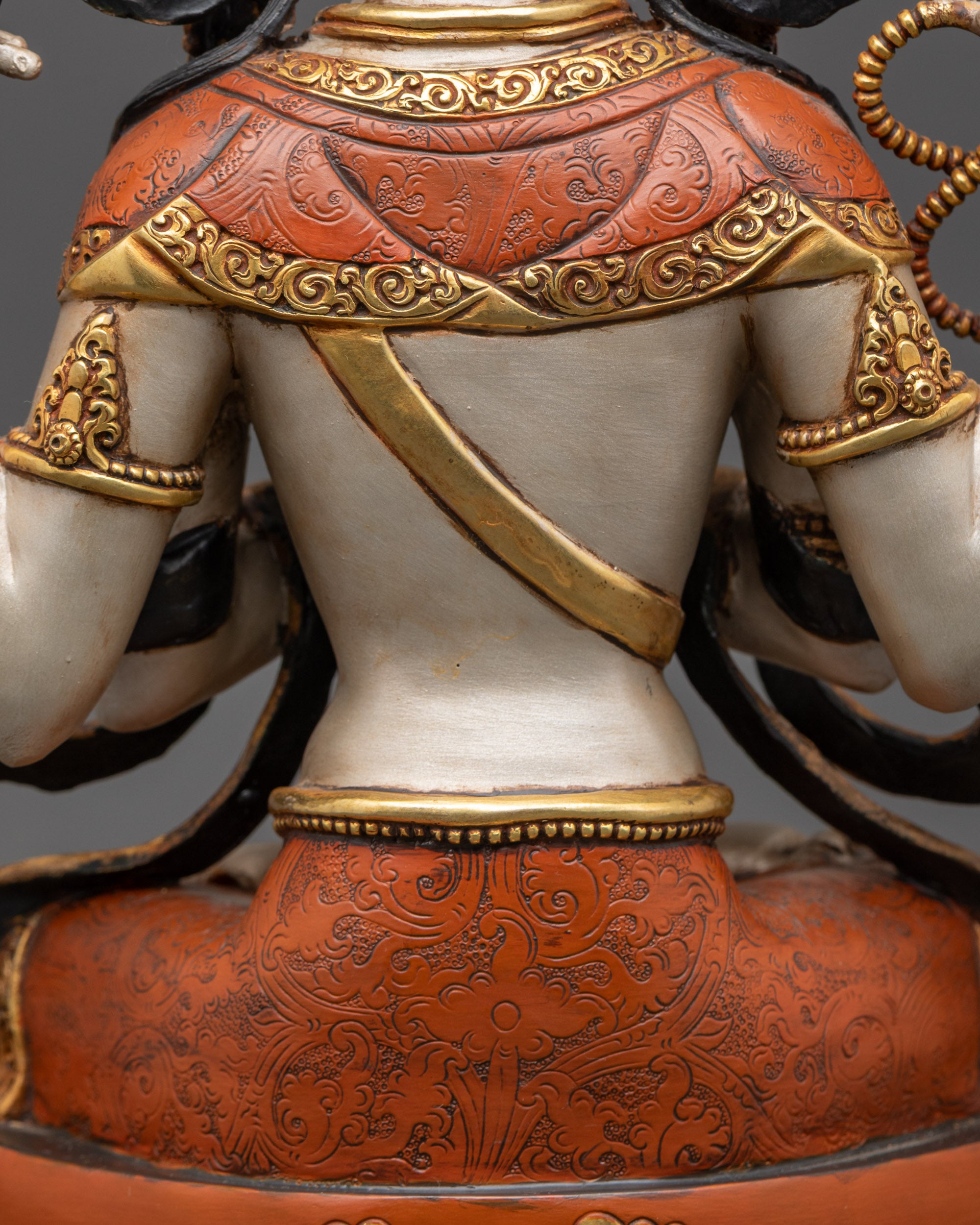 Tibetan Four-armed Chenrezig Statue | Premium Acrylic Colored Sculpture