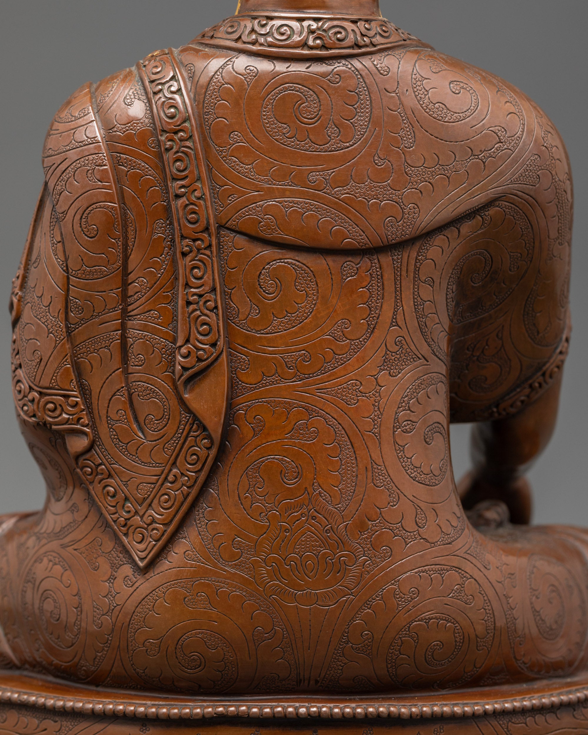 Tibetan Shakyamuni Buddha Statue – Oxidized Copper with Gold Face
