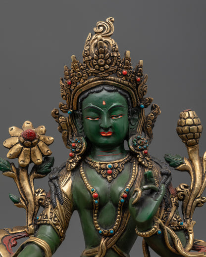 Tibetan Dolma Statue | Copper Statue of Green Tara