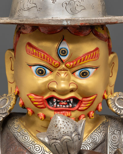 Dorje Legpa Statue 29.7” | Silver Plated Copper
