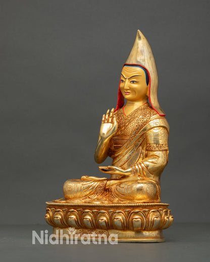 Je Tsongkhapa with Two Disciples Sculpture | Handmade in Nepal