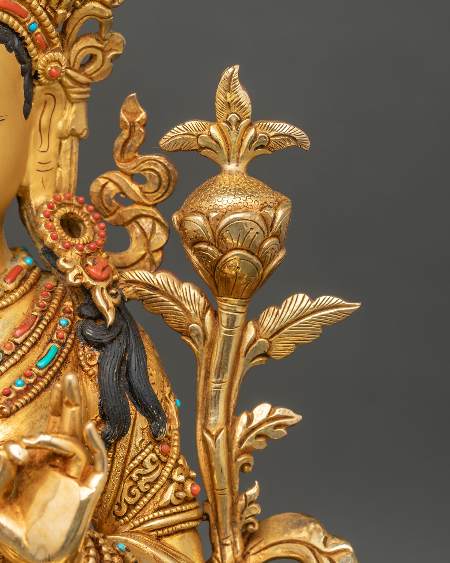 Green Tara | Gold Fire-Gilded Copper Sculpture
