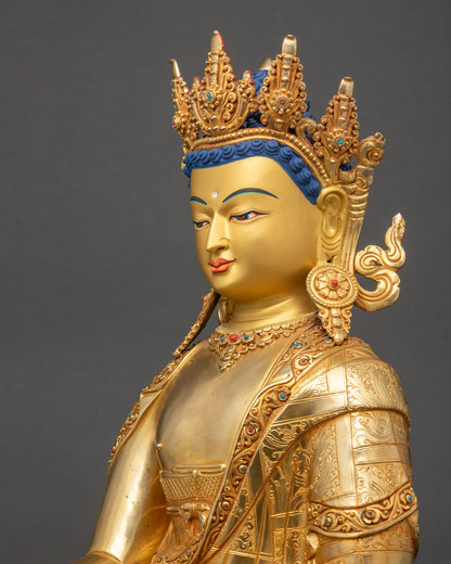 Crowned Shakyamuni Buddha Statue | Enlightened Buddha Figurine