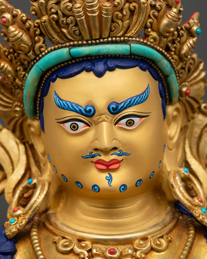 Dzambhala Sculpture on Ornate Throne | Sacred Nepalese Art