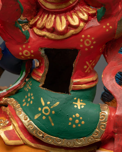 Intricately Carved King Gesar Statue | Copper and Acrylic Artwork