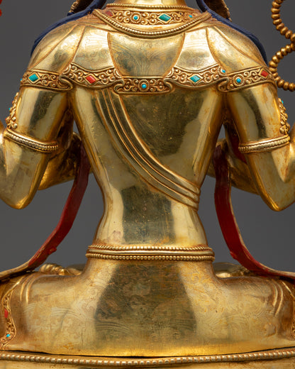 Handcrafted Chenrezig Statue | Gold-Gilded Avalokiteshvara from Nepal