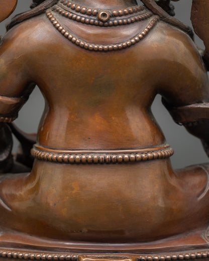 Dzambhala Altar Figurine | Traditional Himalayan Copper and Oxidized statue