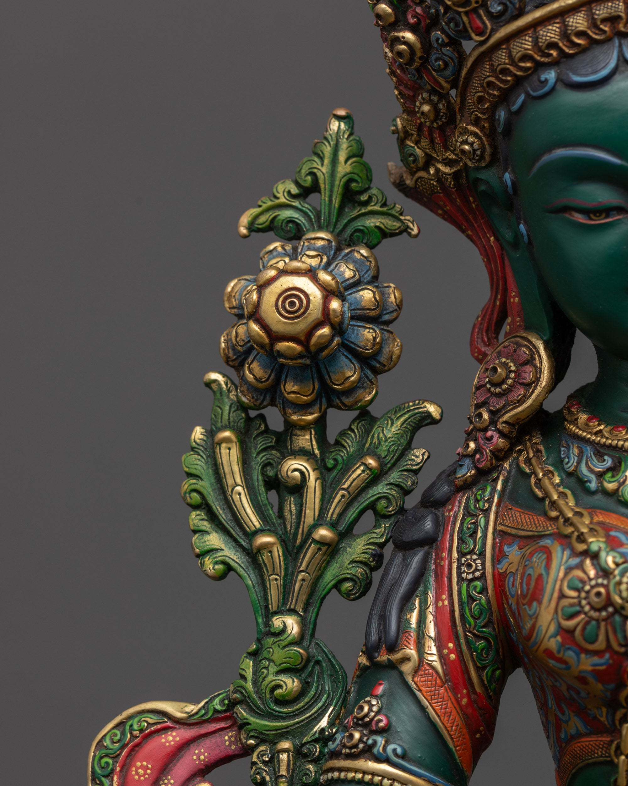 Premium Compassionate Green Tara Statue | Nepalese Buddhist Goddess