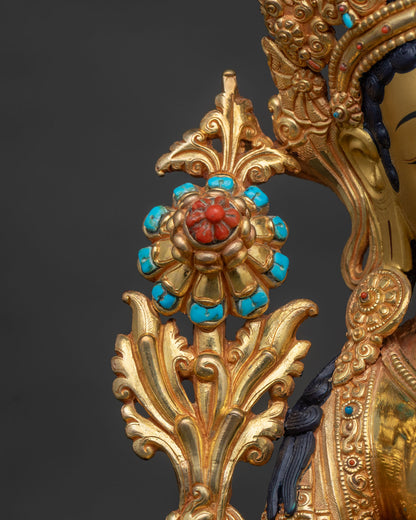 Luxurious Green Tara Statue | Tibetan Buddhist Art from Nepal