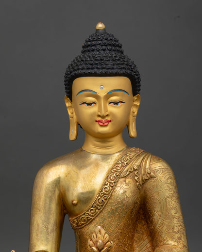 Medicine Buddha Statue | 24K Gold Gilded Copper Buddhist Art