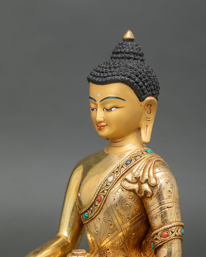 Shakyamuni Buddha Sculpture | Gold Gilded Copper Art