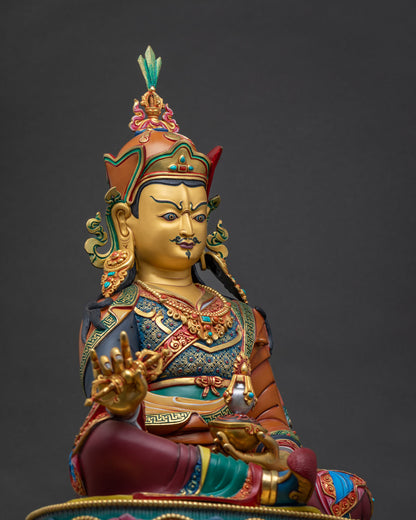 Guru Rinpoche Statue (50cm) | Hand-Painted Buddhist Copper Sculpture