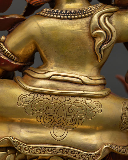 White Dzambhala Statue | Traditional Gold Fire-Gilded Buddhist Art