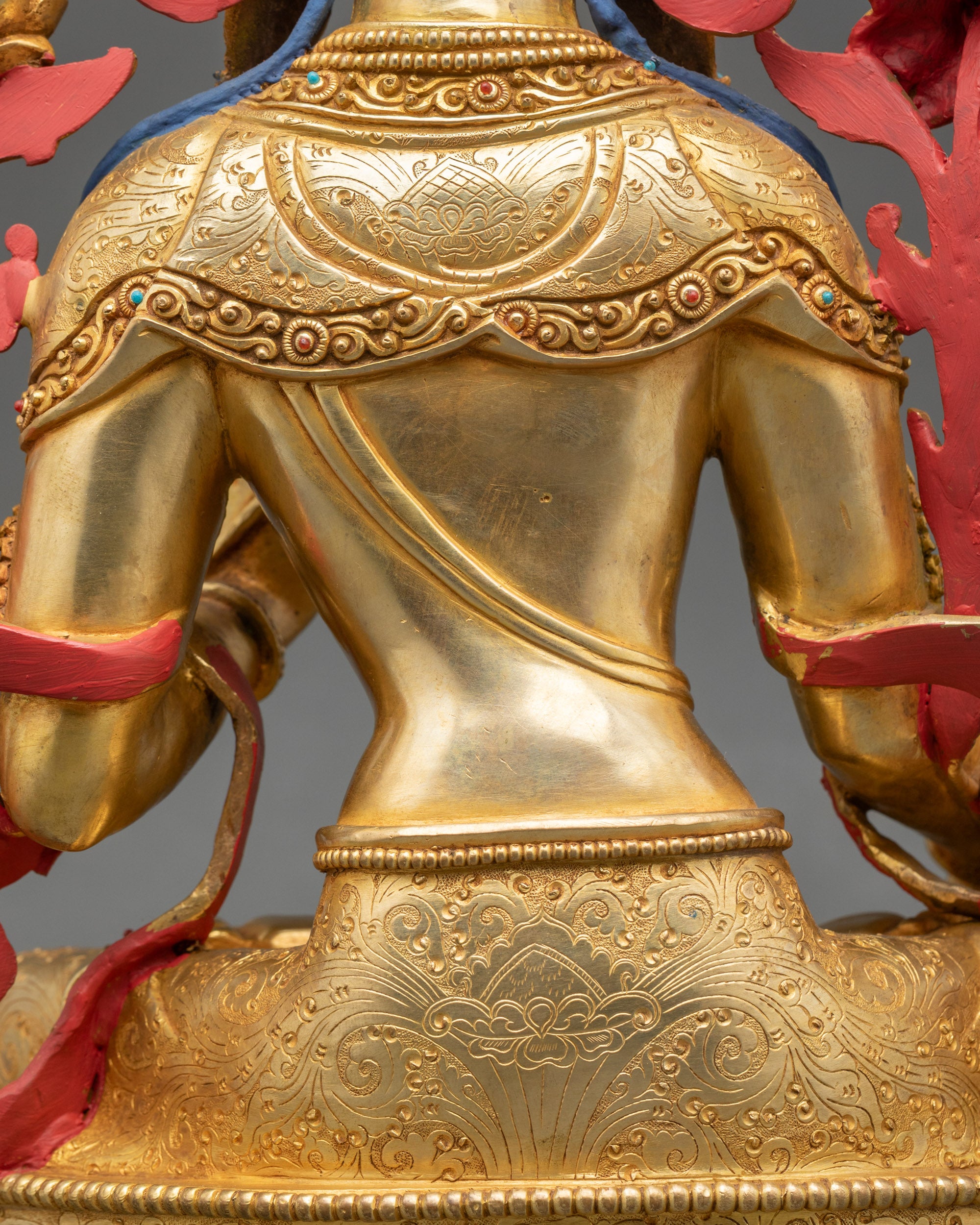 White Tara Drolma Statue | Fire-Gilded With gold Buddhist Sculpture