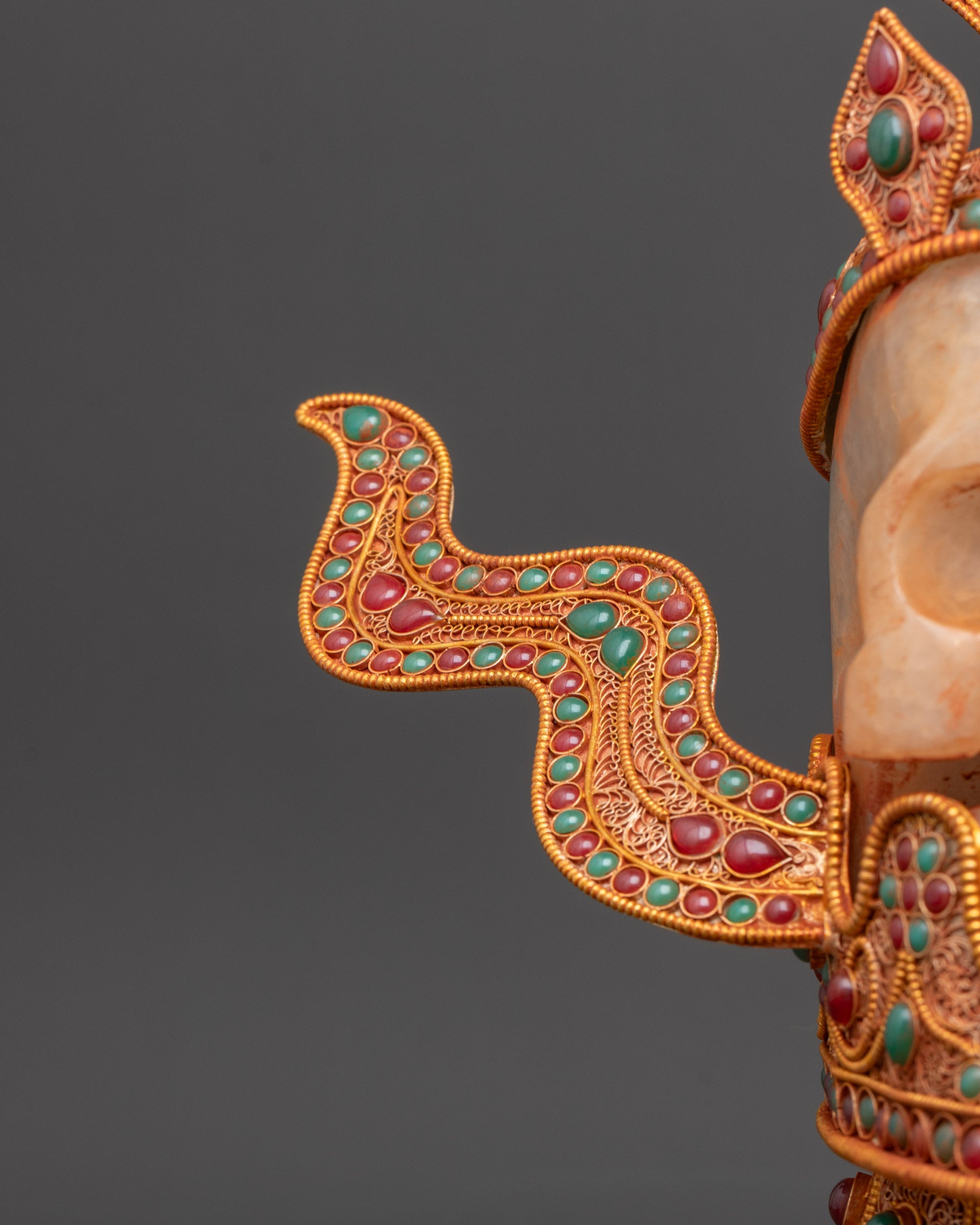 Jeweled Skull Head | Handmade Decor Himalayan Ritual Art Nepal