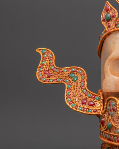 Jeweled Skull Head | Handmade Decor Himalayan Ritual Art Nepal