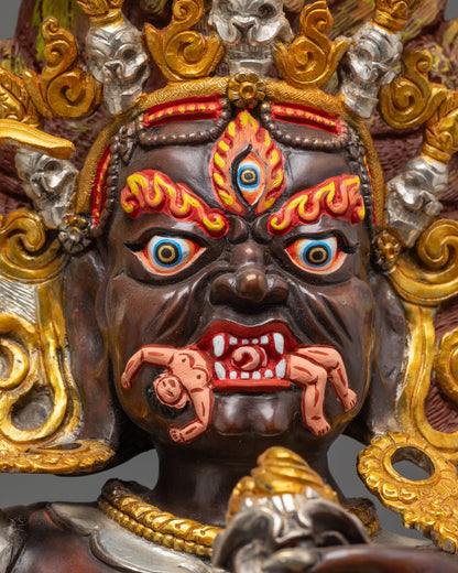 Silver-Plated Palden Lhamo Statue | Tantric Buddhist Protector Goddess