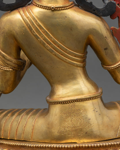 Nepalese Mother Green Tara Statue | 24K Gold Gilded Buddhist Art