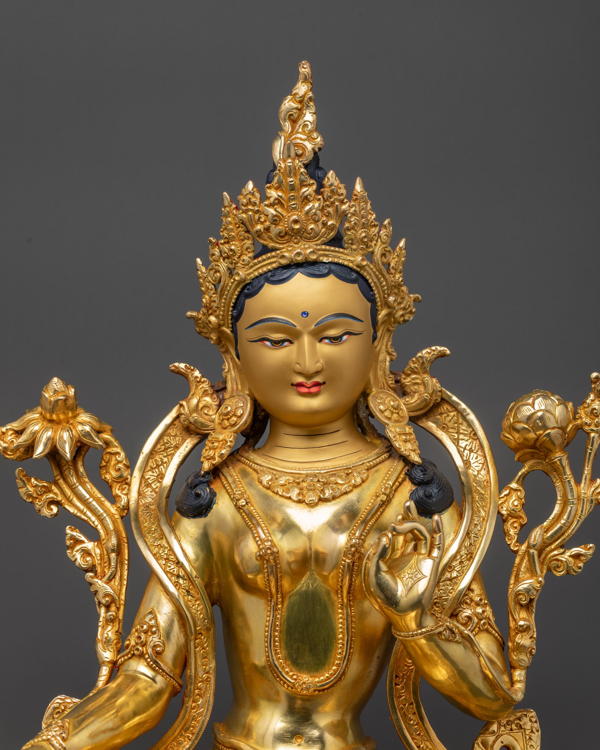 Mother Tara Statue | 24K Gold-Gilded Compassionate Goddess Sculpture