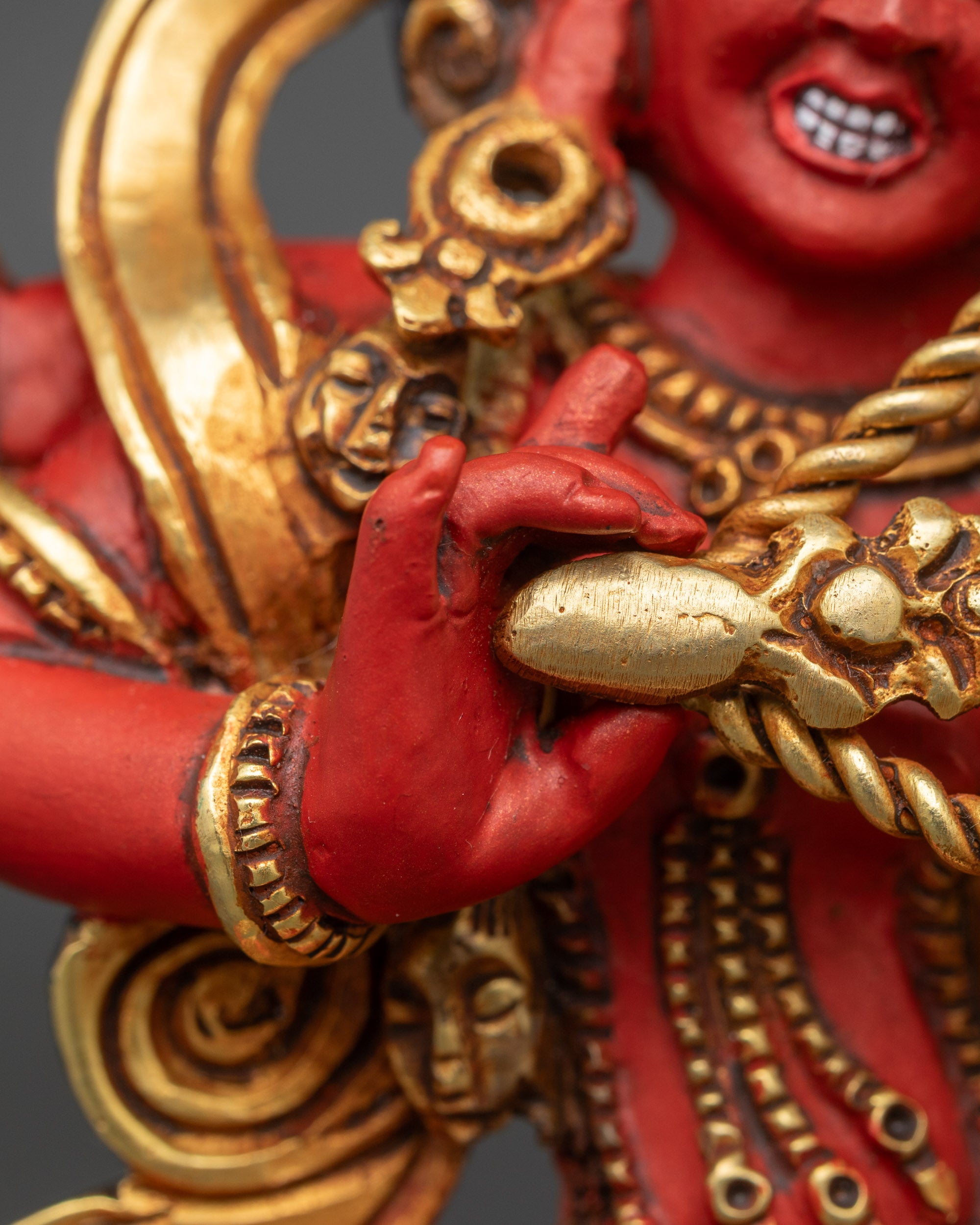 Red Rigjema Statue | Traditional Nepalese Ritual Sculpture
