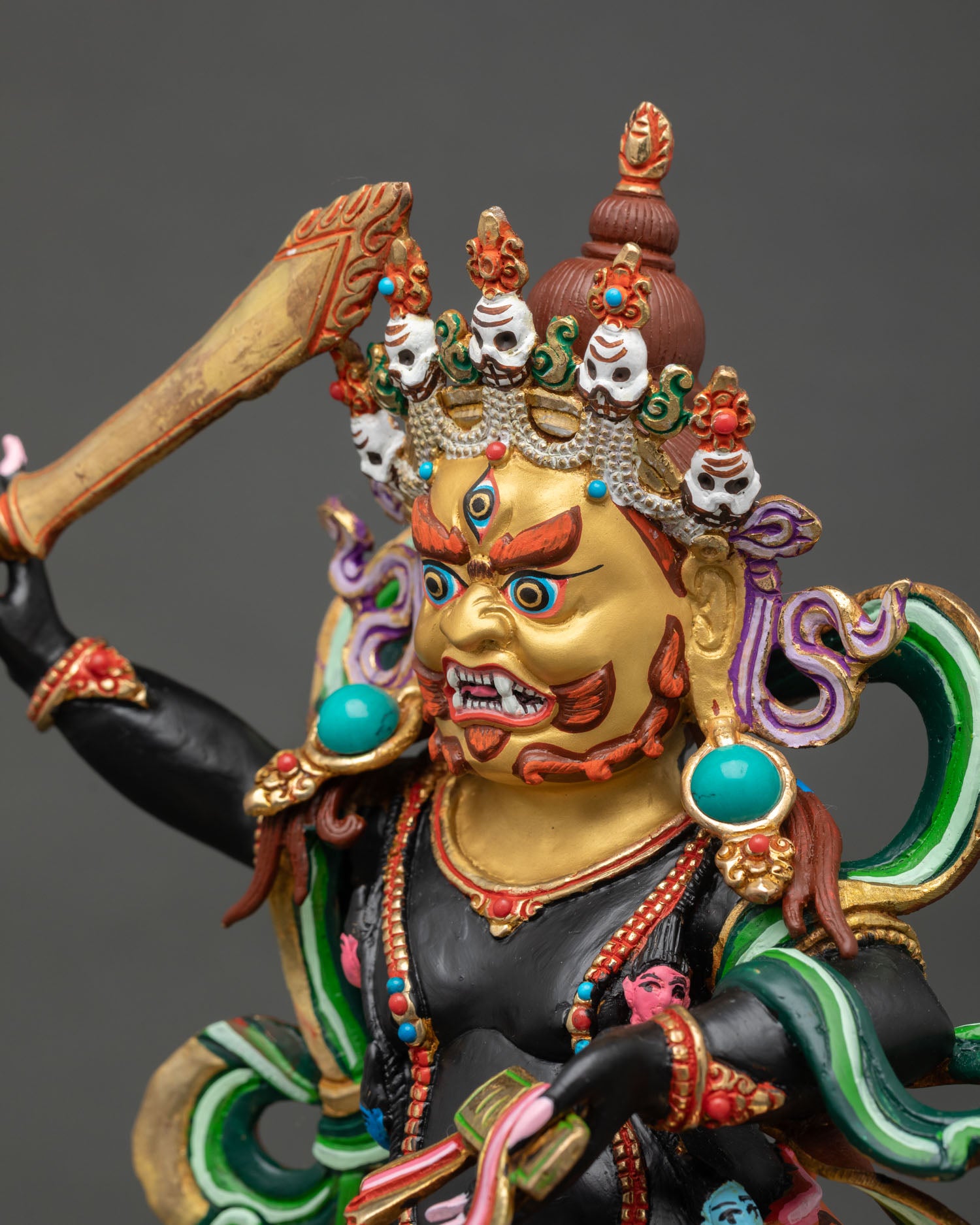 Black Manjushree Statue | Artisan-Crafted Buddhist Deity