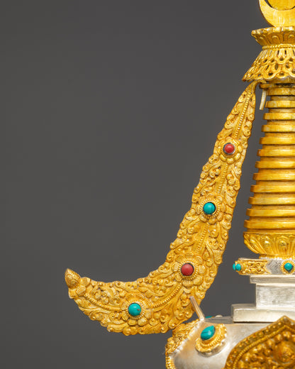 24K Gold-Plated Stupa | Sacred Buddhist Chorten Handmade in Nepal