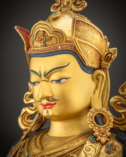 Golden Masterpiece Guru Padmasambhava Sculpture | Collector worthy Statue