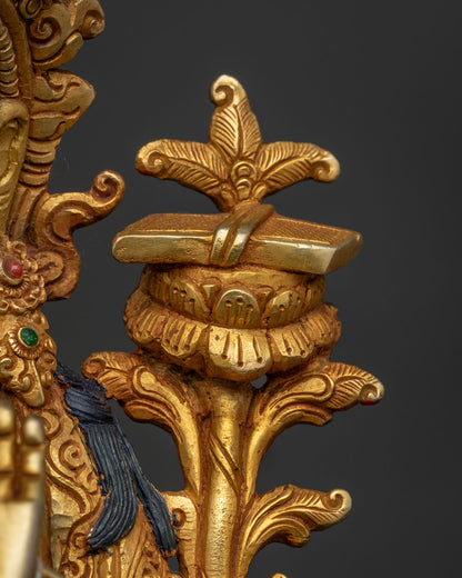 Manjushri with Throne Statue | Handcrafted Bodhisattva Sculpture