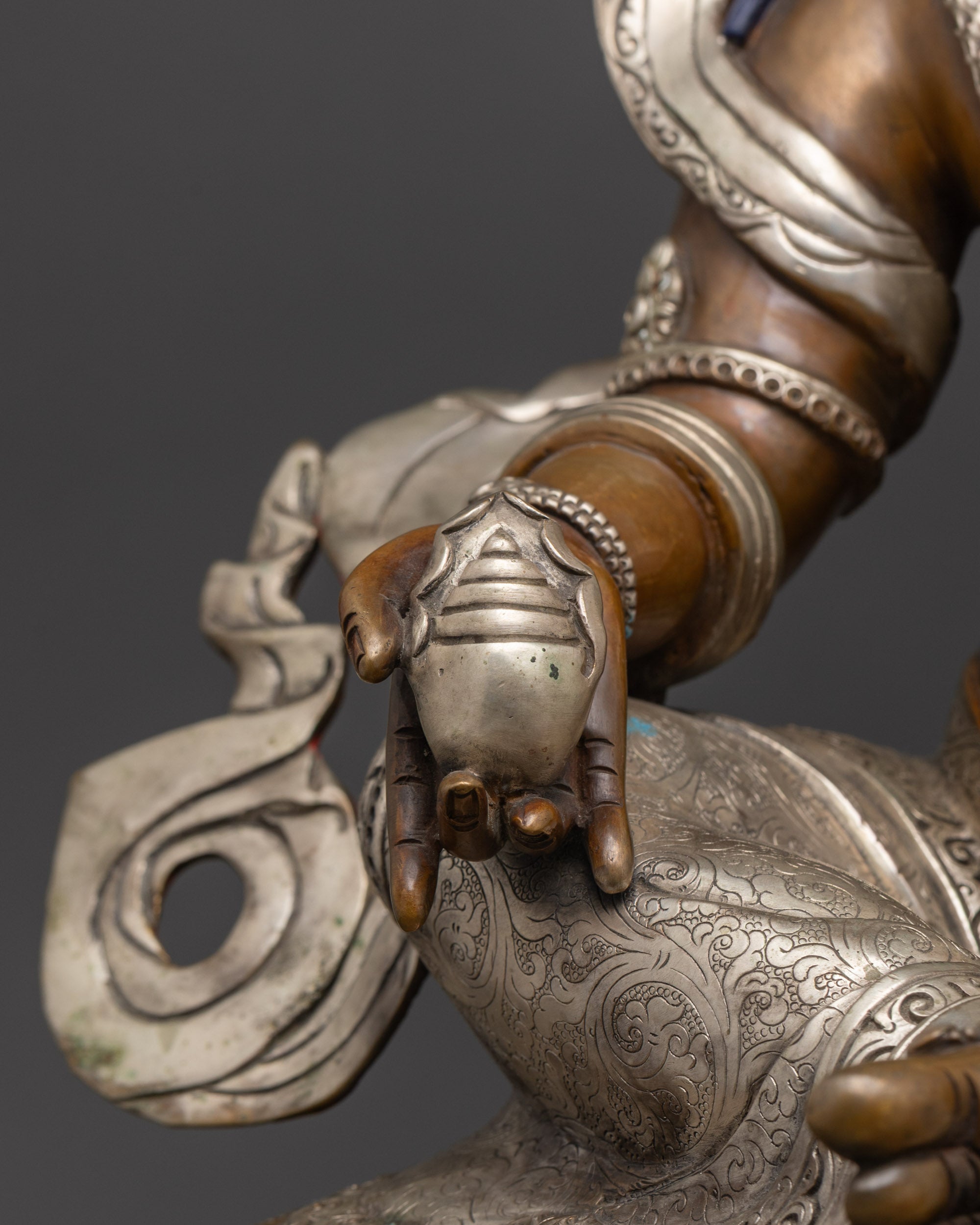 Vajrayana Dzambhala Sculpture | 24K Gold-Gilded Face of Wealth God Jambhala