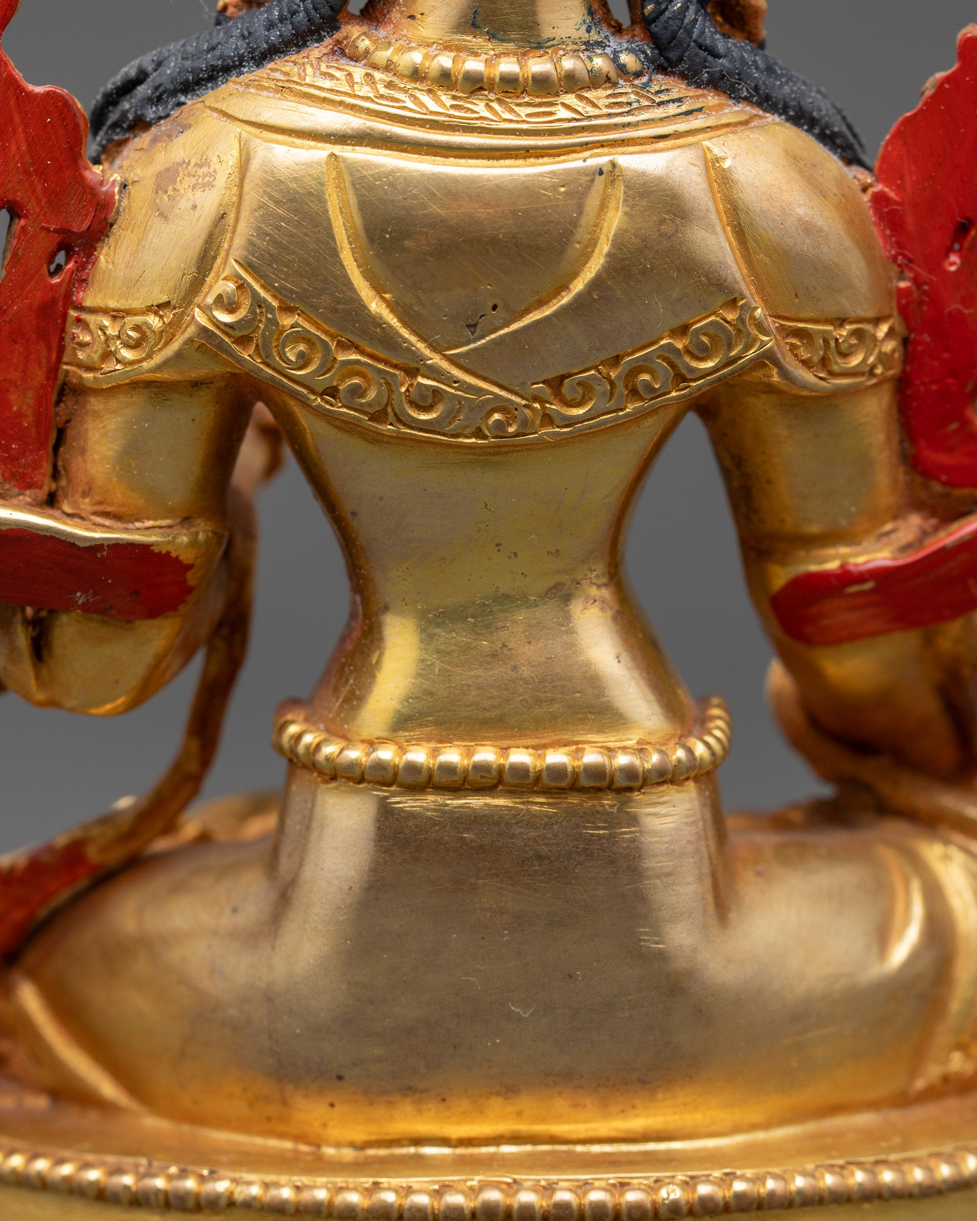 24K Gold-Gilded Face White Tara Statue | Tibetan Meditation Sculpture
