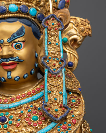 Crowned Dzambhala Statue for Prosperity | Himalayan God of Wealth Art