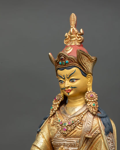 Guru Rinpoche Statue | 24K Gold-Gilded Copper Sculpture