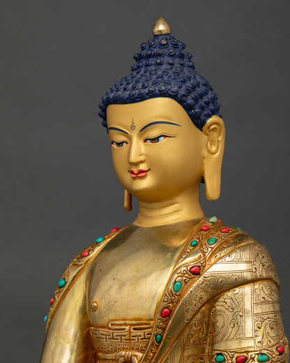 Shakyamuni Buddha Statue | 24K Gold Fire-Gilded Copper Art
