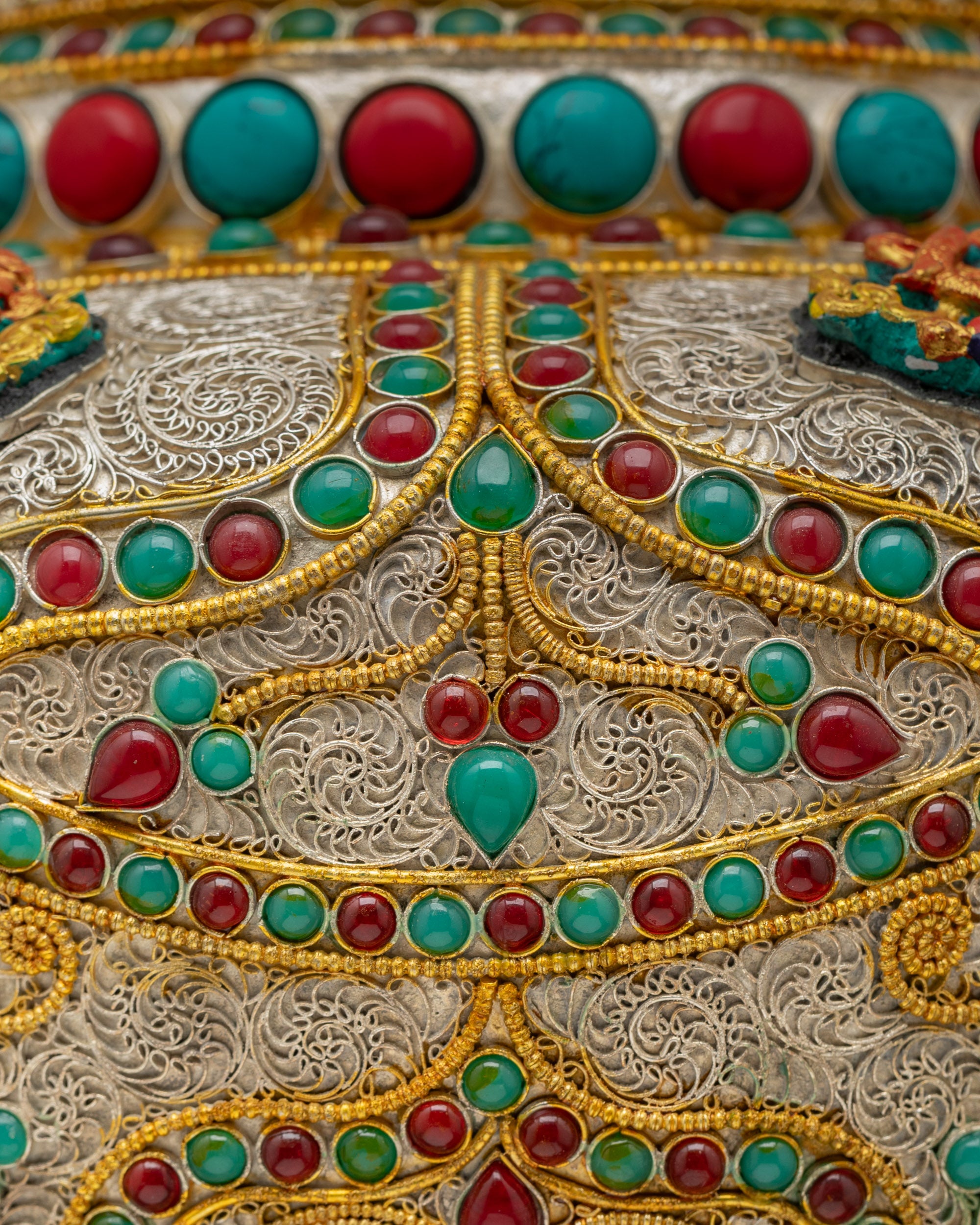 Silver & Gold-Plated Himalayan Vase | Spiritual Offering Art Nepal