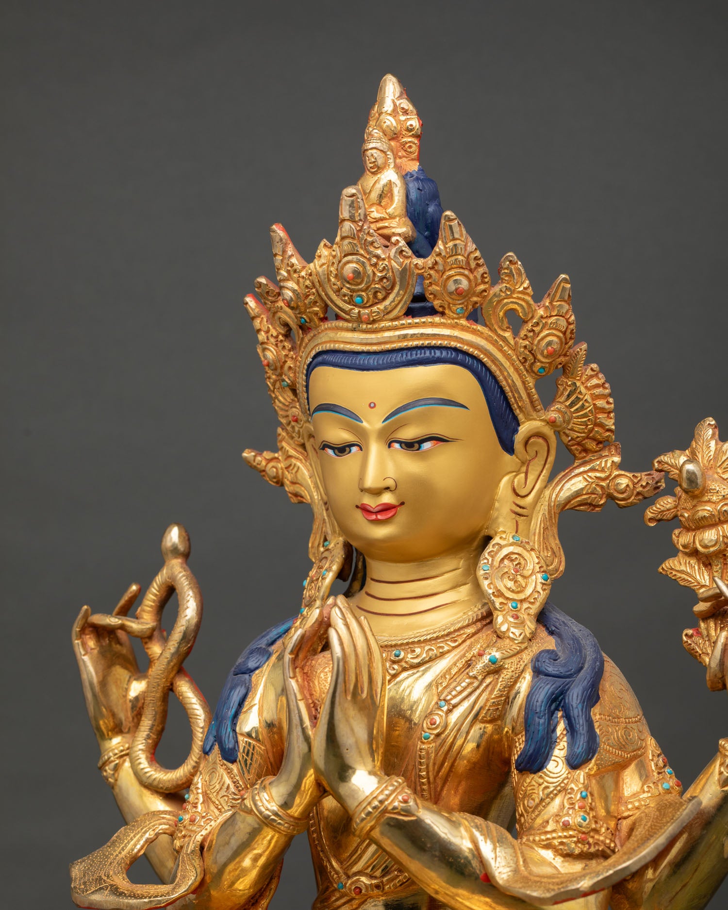 Chenrezig Statue | 24K Gold Gilded Copper Artwork