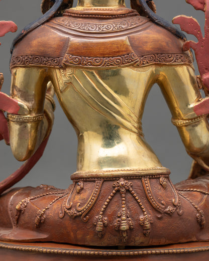 Hand-Carved Nepalese Green Tara Sculpture for Spiritual Guidance