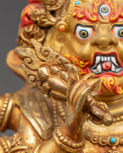 Protector White Mahakala Statue | Tibetan Buddhist Mahakala Idol