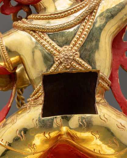 Nepalese Protector Deity Vajrapani Statue in Gold-Gilded Copper