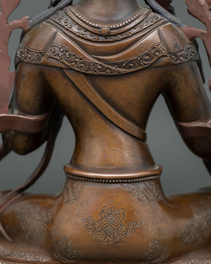 Goddess Green Tara Statue | Oxidized Copper Buddhist Sculpture