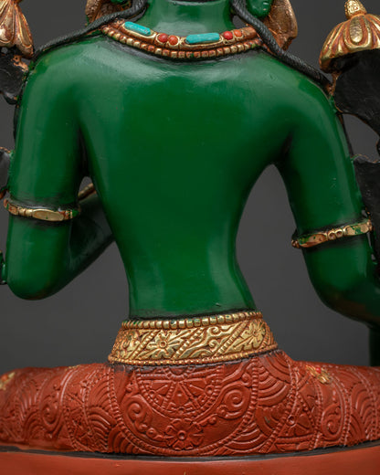 Goddess Green Tara Statue | Acrylic-Painted Compassion Deity Idol
