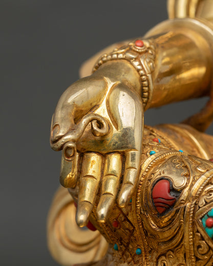 Green Tara Statue | 24K Gold Gilded Copper Buddhist Art