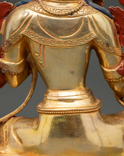 Green Tara Statue | 24K Gold Gilded Copper Art
