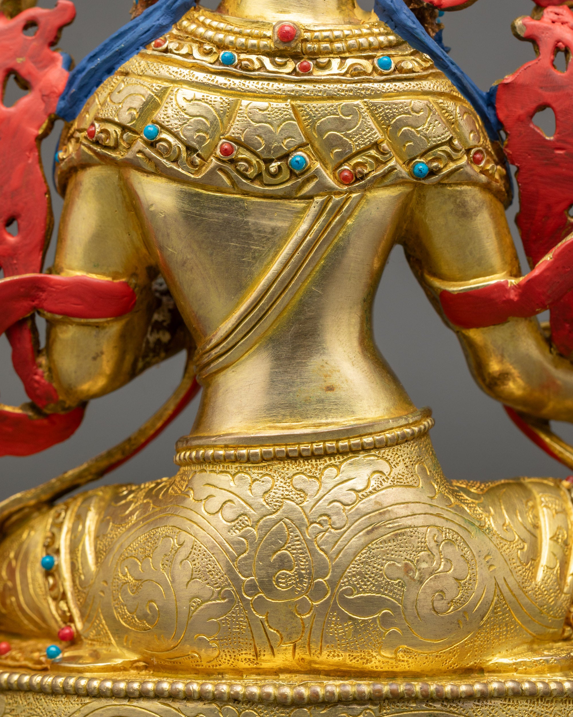 Green Tara Figurine | Himalayan Gold Fire-Gilded Meditation Idol