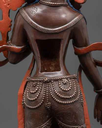 Standing Chenrezig Statue | Dark Oxidized Copper Buddhist Sculpture
